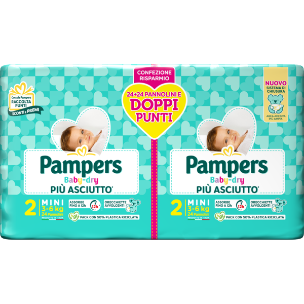 pampers baby dry pannolino duo downcount mini 48 pezzi