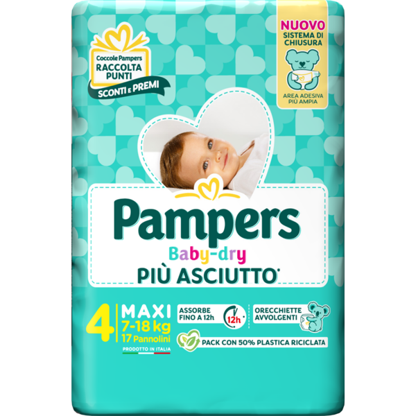 pampers baby dry pannolino downcount maxi 17 pezzi