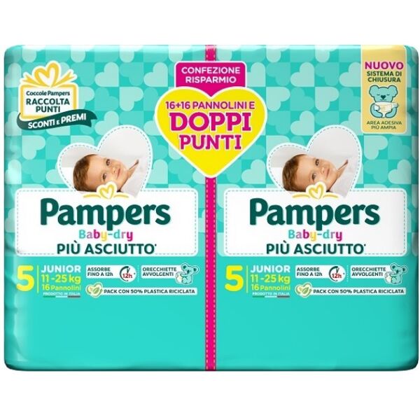 pampers baby dry pannolino duo downcount junior 32 pezzi