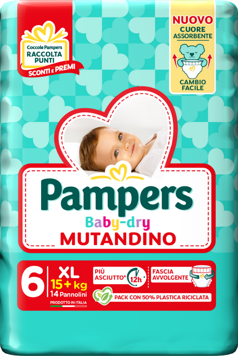 pampers baby dry pannolino mutandina xl small pack 14 pezzi