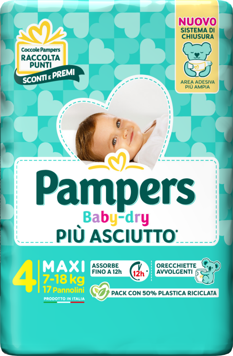 pampers baby dry pannolino downcount maxi 17 pezzi