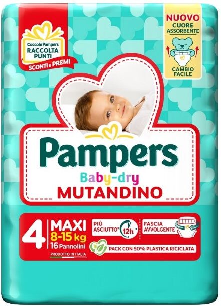 pampers baby dry pannolino mutandina maxi small pack 16 pezzi