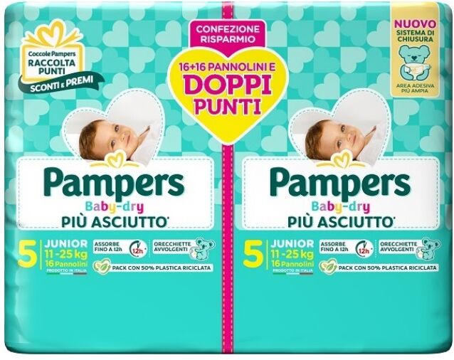 pampers baby dry pannolino duo downcount junior 32 pezzi