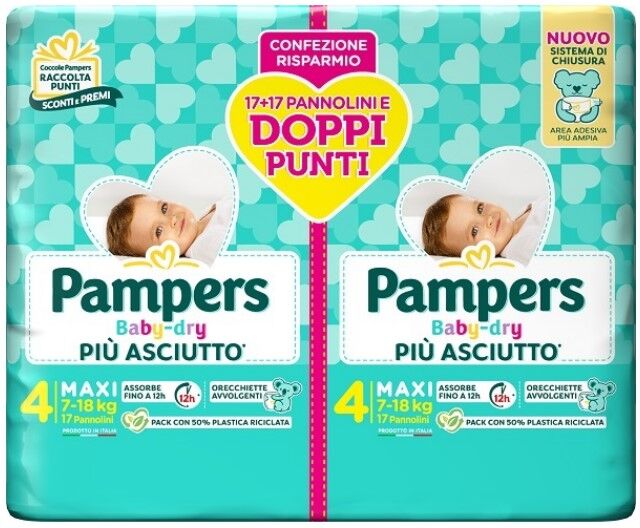 pampers baby dry pannolino duo downcount maxi 34 pezzi