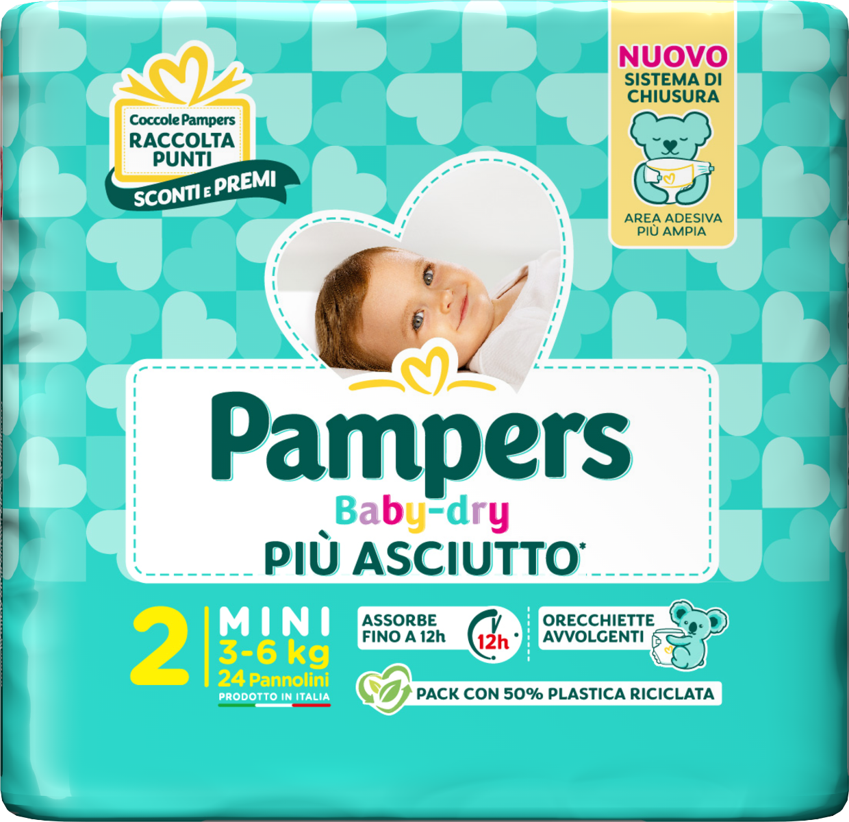 Pampers Baby Dry Pannolino Downcount Mini 24 Pezzi