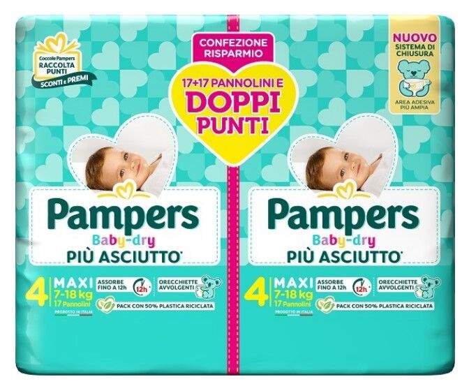 Pampers Baby Dry Pannolino Duo Downcount Maxi 34 Pezzi