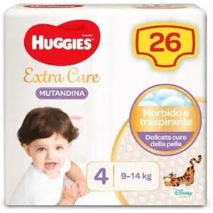 Pannolini per bebè Huggies - Extra Care, Taglia 4, 9-14kg, 26 pezzi Pannolini per bebè Huggies - Extra Care, Taglia 4, 9-14kg, 26 pezzi