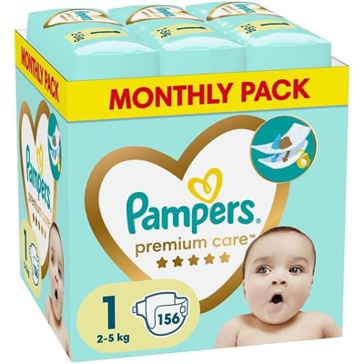 Pannolini Pampers Premium Care - Pelle sensibile, Fino a 12h di protezione Pannolini Pampers Premium Care - Pelle sensibile, Fino a 12h di protezione