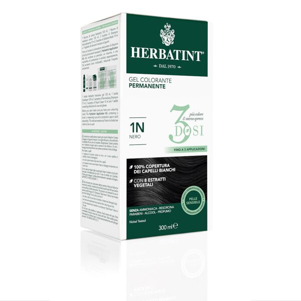 herbatint tintura capelli gel permanente 3dosi 1n nero 300 ml