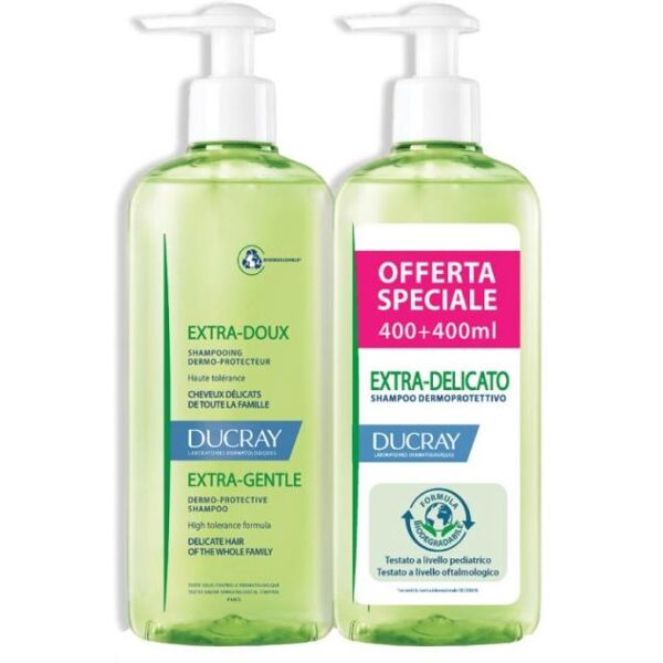 ducray extra delicato shampoo detergente 2x400 ml