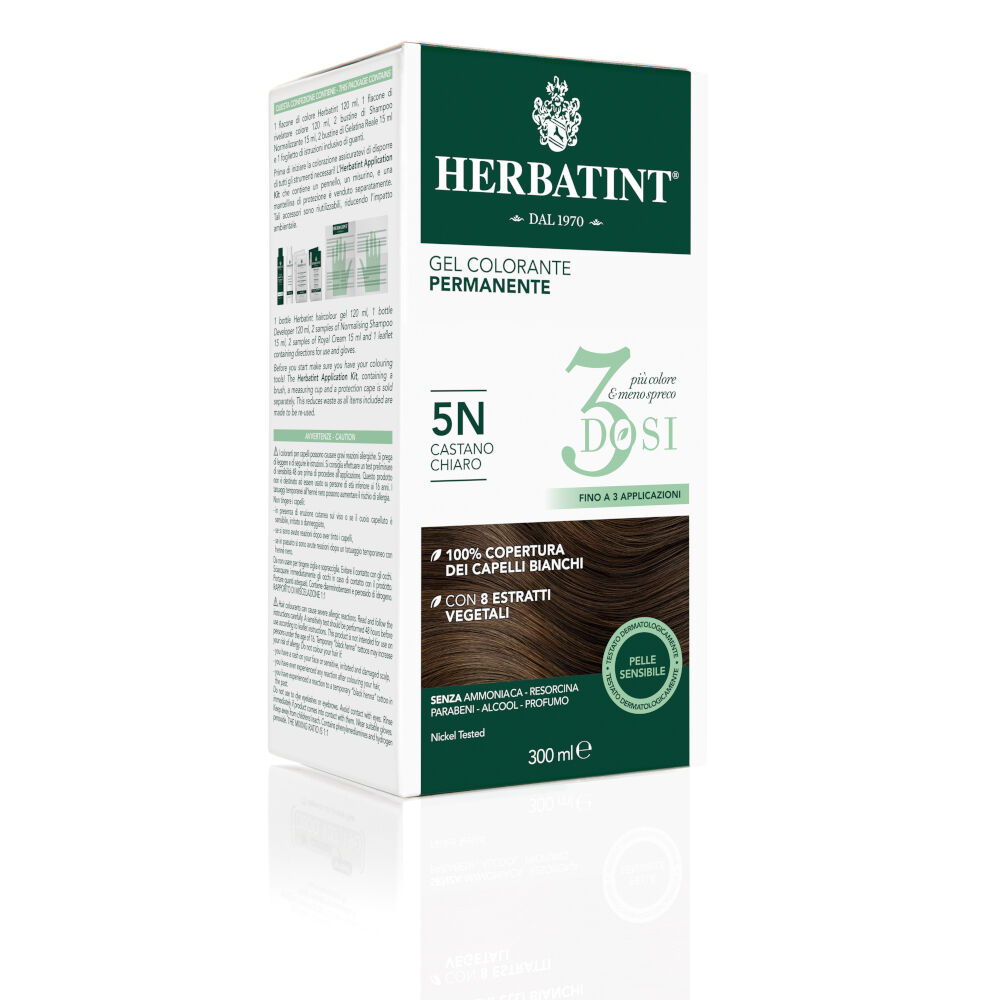 Herbatint Tintura Capelli Gel Permanente 3Dosi 5N Castano Chiaro 300 ml