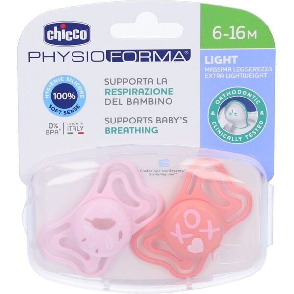 chicco succhietto light girl silicone 6-16 mesi 2 pezzi