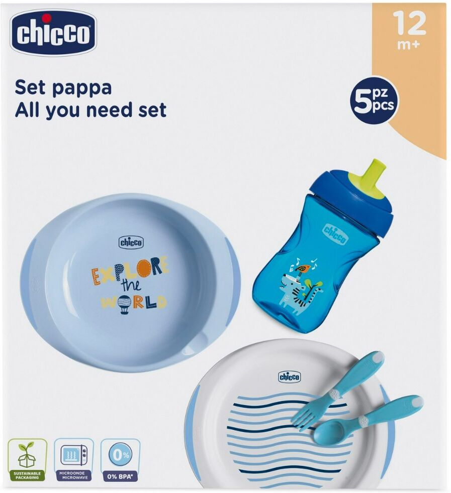 chicco set pappa 12m+ azzurro