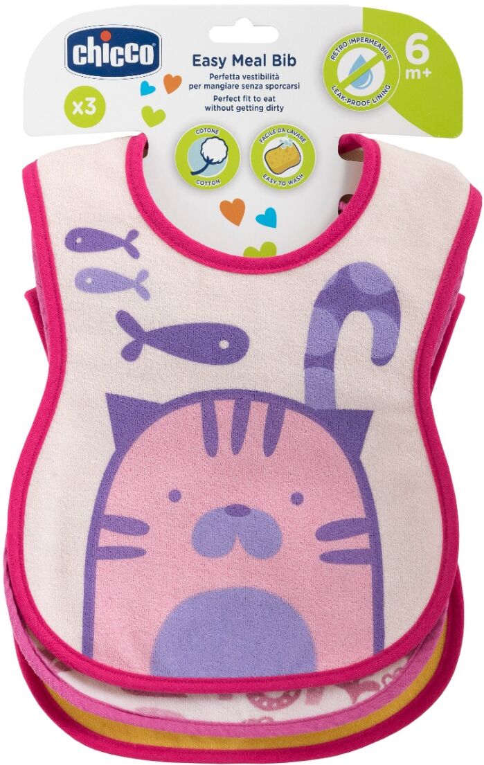 chicco bavagline pappa 6m+ 3 pezzi rosa