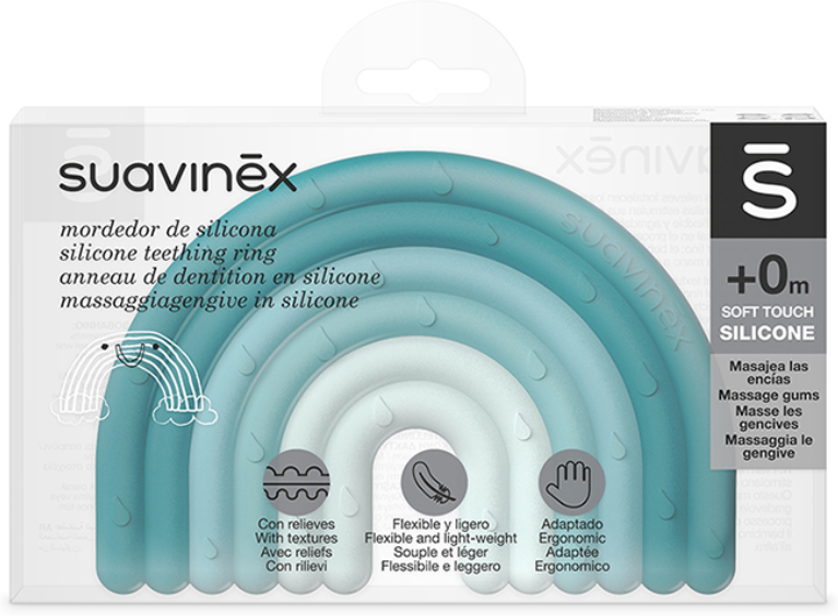 suavinex anello dentizione step 1 0+ mesi arcobaleno azzurro