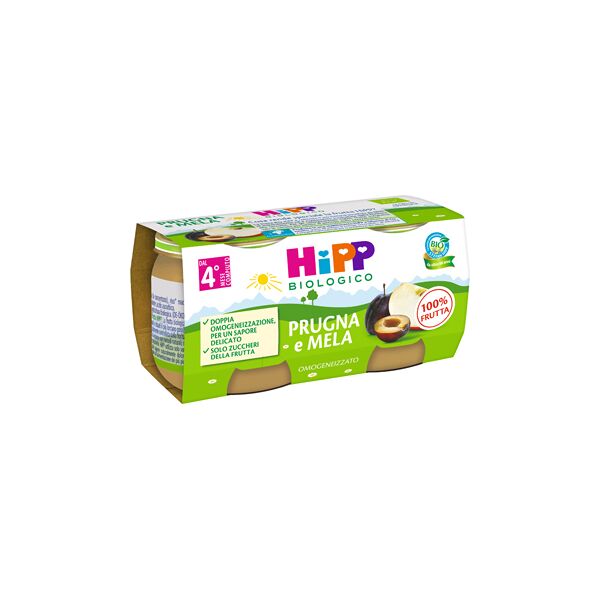 hipp bio omogeneizzato prugna e mela 2x80 g