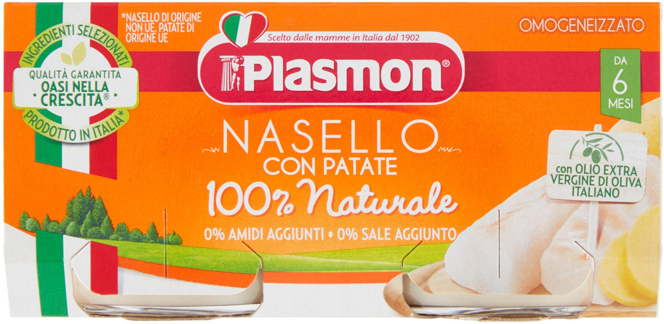 plasmon omogeneizzato nasello e patate 2 vasetti per 80 g