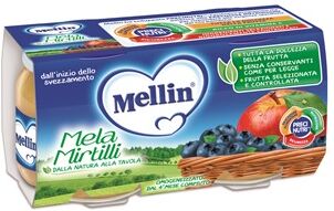 mellin omogeneizzato di frutta mela e mirtillo 2 x 100 g