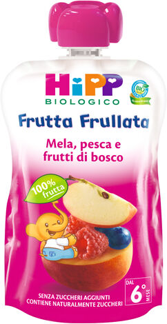 hipp bio frutta frullata mela pesca frutti di bosco 90 g