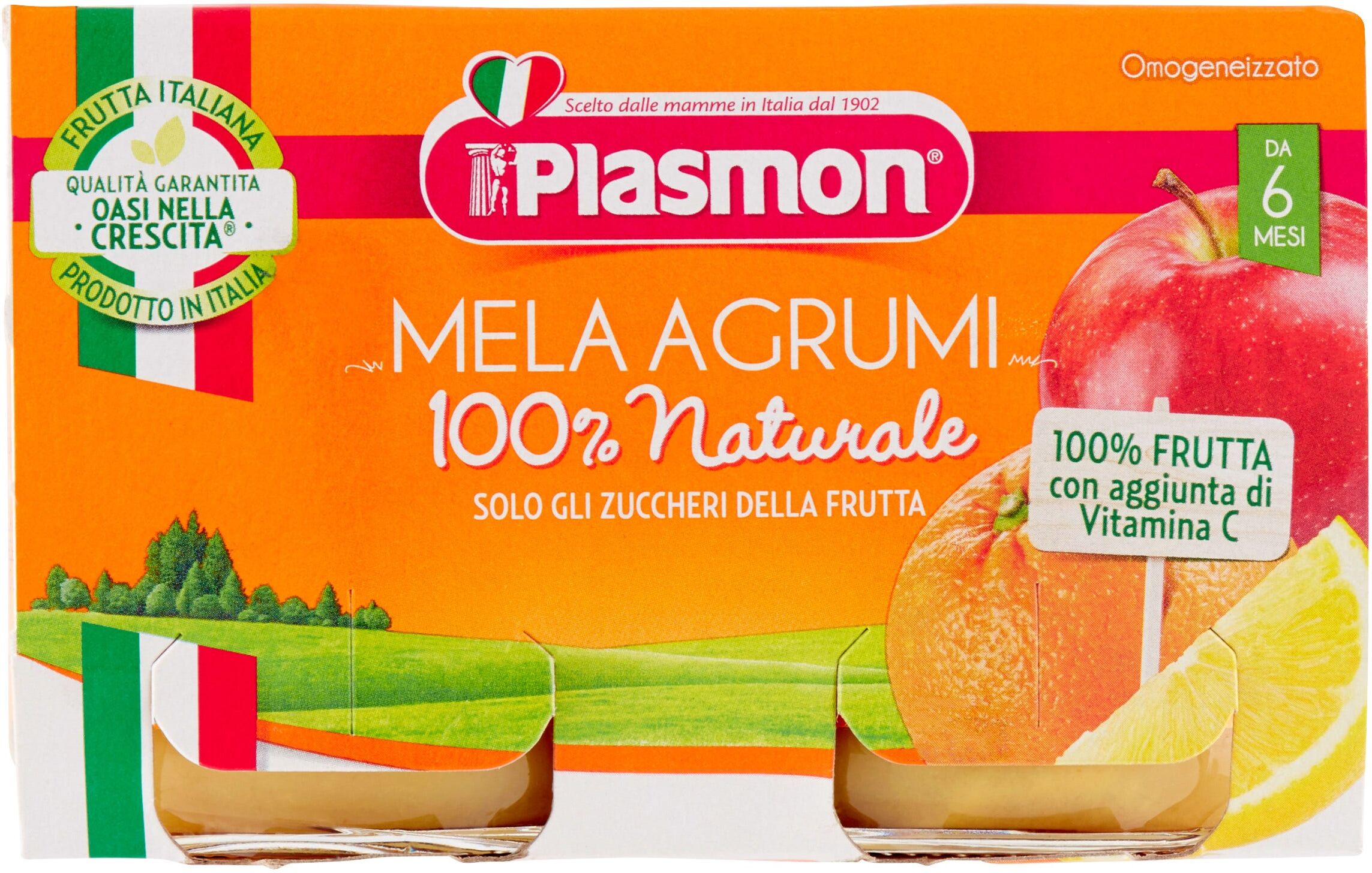 plasmon omogeneizzato di frutta alla mela e agrumi 2x104 g