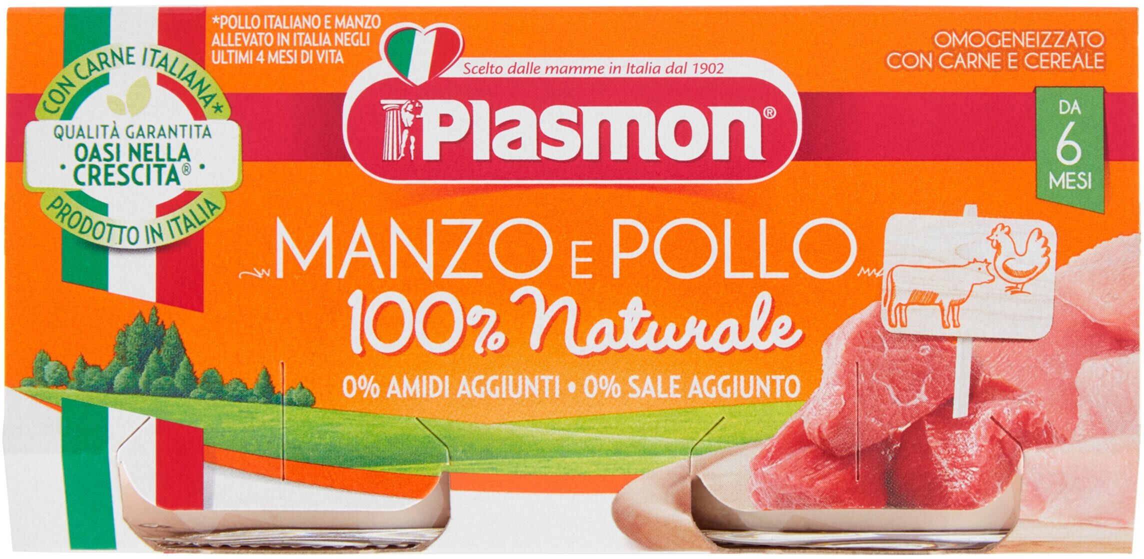 Plasmon Omogeneizzato Pollo E Manzo 2 Vasetti 80 g