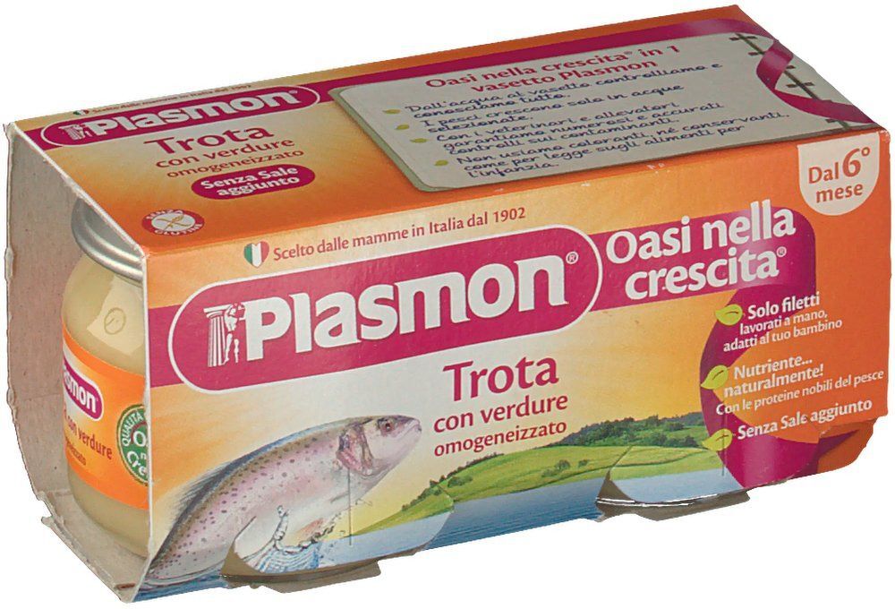 Plasmon Omogeneizzato Trota E Verdura 2 Vasetti Da 80 g