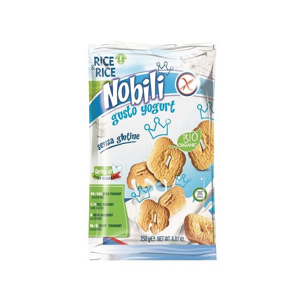 probios rice&rice nobili di riso con yogurt biologico biscotti senza glutine 250 g