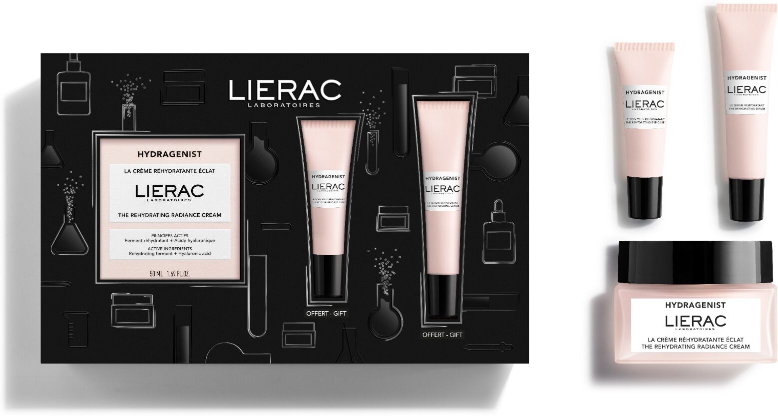 lierac cofanetto  hydragenist gel + siero + contorno occhi