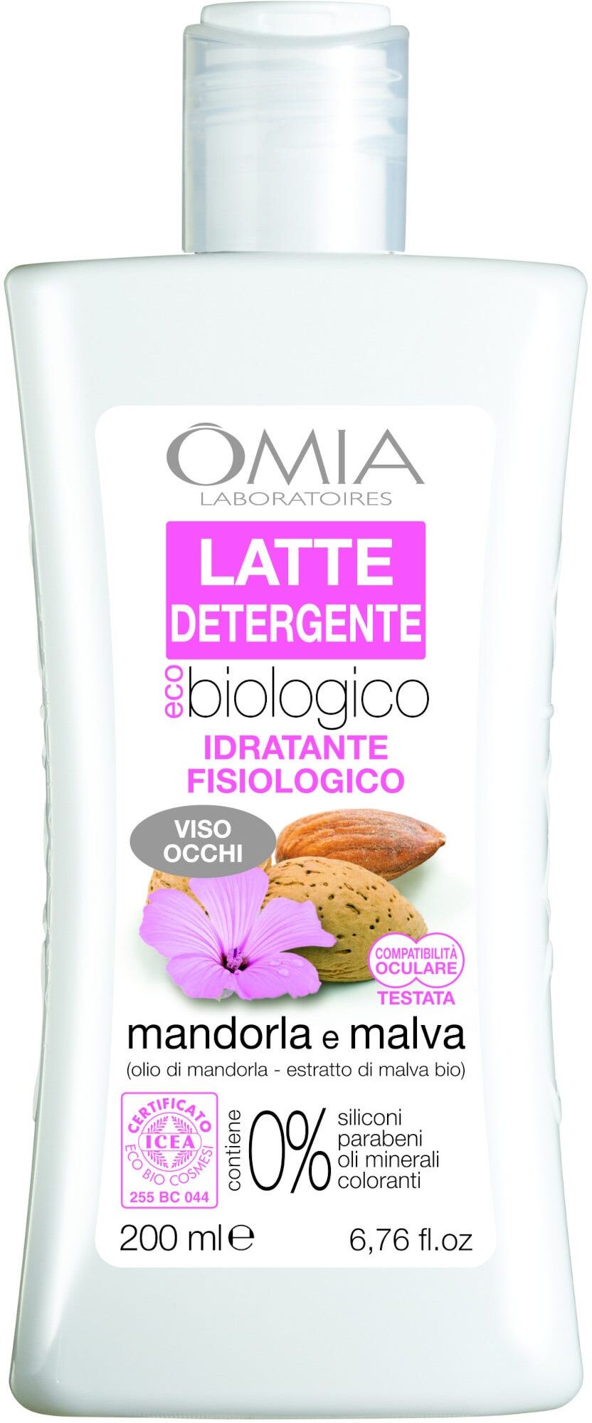 omia latte detergente viso ecobio mandorla e malva 200 ml