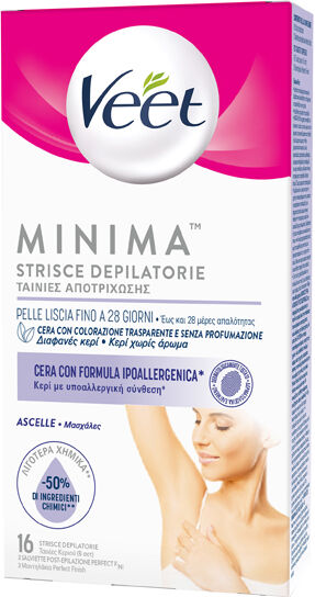 Veet Minima Strisce Depilatorie Ascelle e Bikini 16 Pezzi