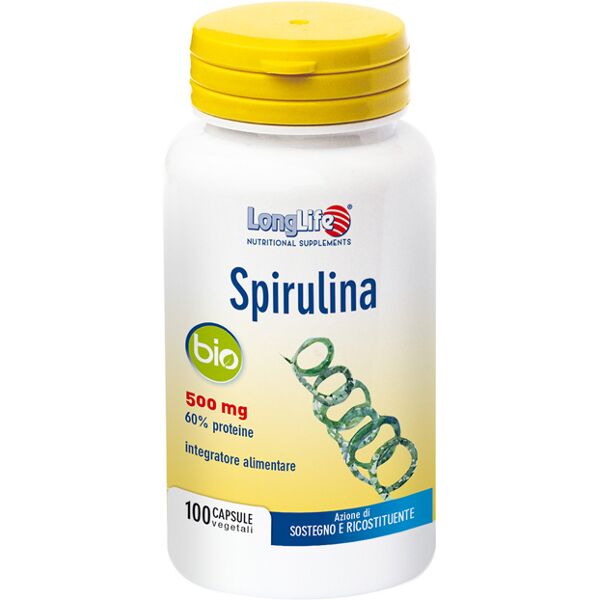 long life longlife spirulina bio 500 mg integratore 100 capsule vegetali