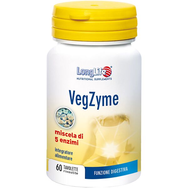 long life longlife vegzyme integratore digestivo 60 tavolette