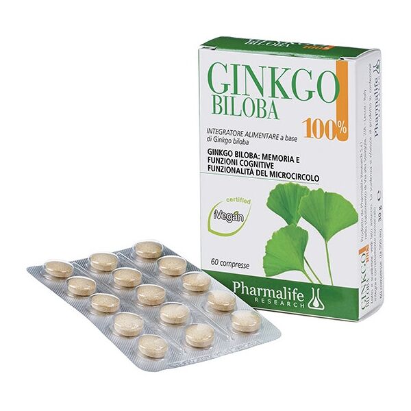 pharmalife pharma life ginkgo biloba 100% integratore per il microcircolo 60 compresse