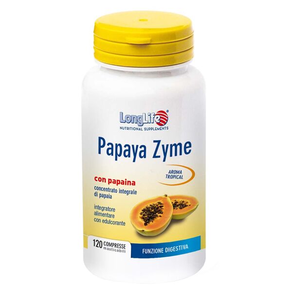long life longlife papaya zyme integratore digestivo 120 tavolette