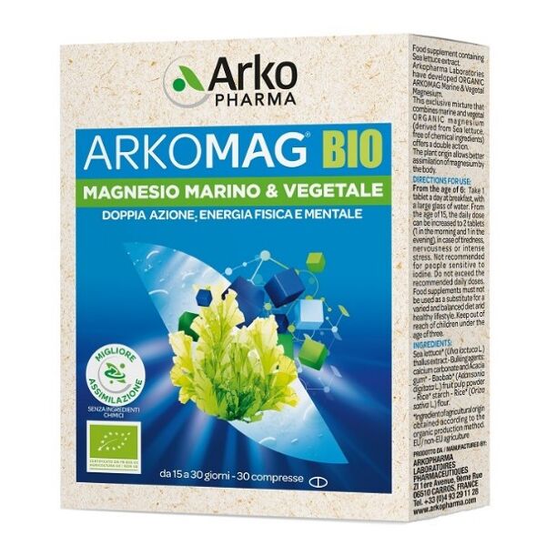 arkopharma arkomag bio magnesio marino e vegetale 30 compresse