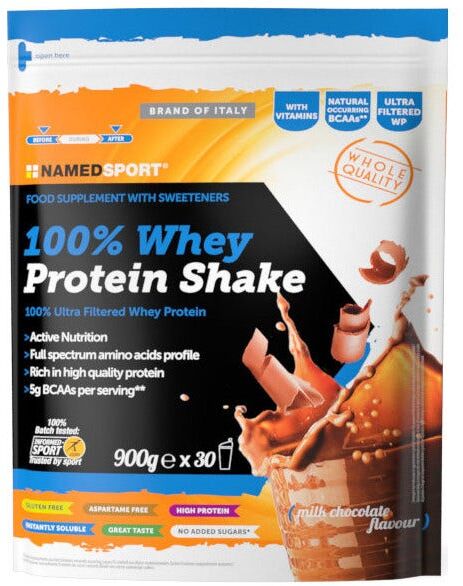 named 100% whey prot shake milk choc