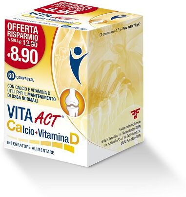 F&f Vita Act Calcio + Vitamina D Integratore Ossa e Denti 60 Compresse