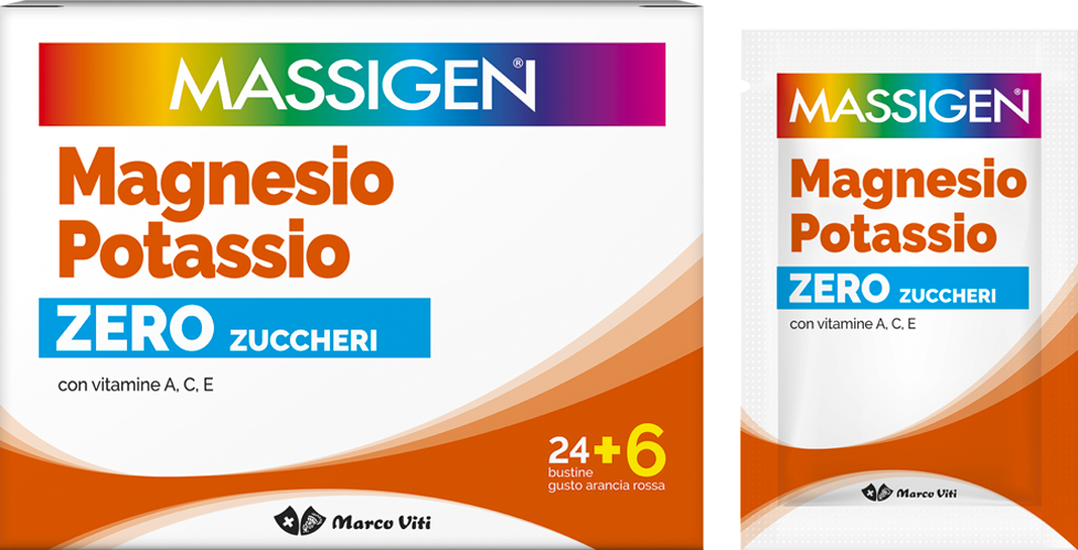 Massigen Magnesio e Potassio Zero Zuccheri 24+6 Bustine OMAGGIO