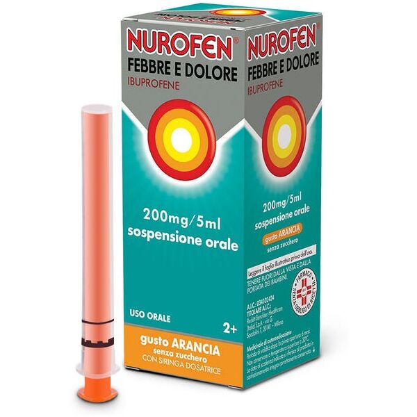 nurofen febbre e dolore 200 mg/5 ml gusto arancia senza zucchero 100 ml