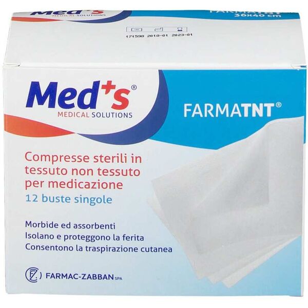 farmac-zabban med's compressa di garza tnt sterile peel open 7,5 x 7,5 cm 12 pezzi