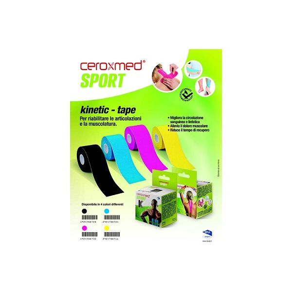 ceroxmed sport kinetic tape blu bendaggio adesivo elastico