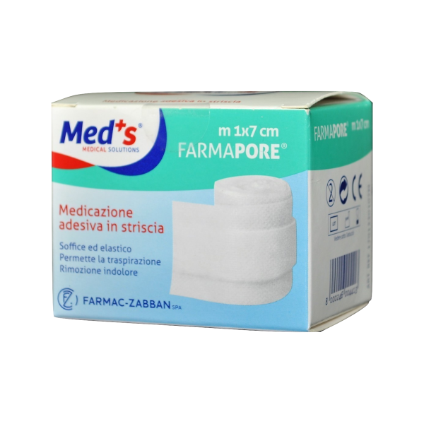 farmac-zabban med's farmapore medicazione autoadesiva striscia con cerotto 1 m x 7 cm