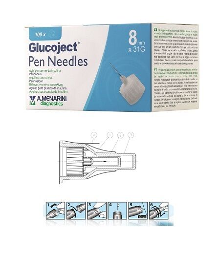 menarini glucoject pen needles 31g 8mm aghi per penne da insulina 100 pezzi