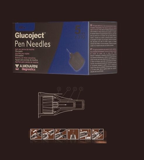 menarini glucoject pen needles 31g 5mm aghi per penne da insulina 100 pezzi