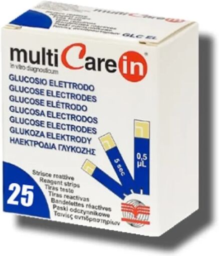 multicare in strisce reagenti misurazione glucosio 25 strisce