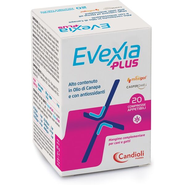 candioli evexia plus cane e gatto mangime con olio di canapa barattolo 20 compresse