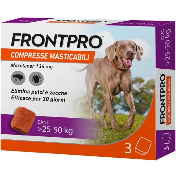 frontline frontpro 3 compresse masticabili 136mg cani 25-50kg