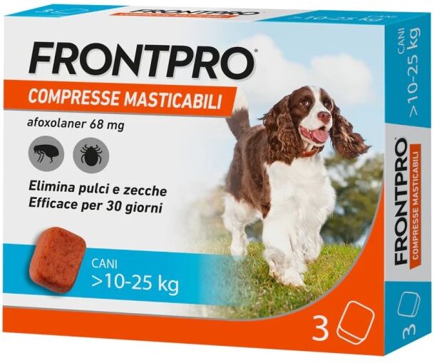 frontline frontpro 3 compresse masticabili 68mg cani 10-25kg