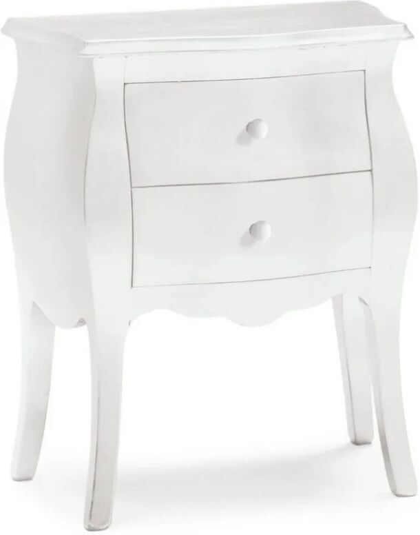 Konte Design Comodino Poggioreale Bombato Laccato Bianco Opaco 49×61×29 Cm