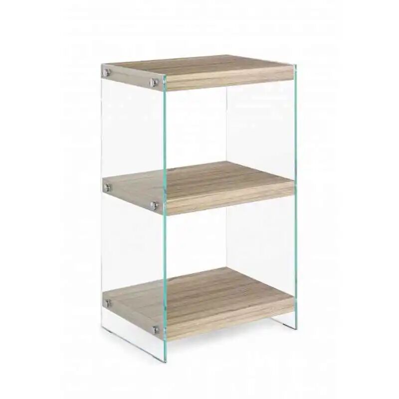 Konte Design Libreria Line Kenya In Vetro E Legno Nobilitato 40x30x70 Cm